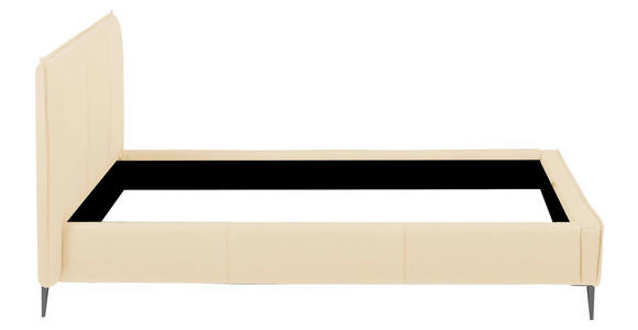 POLSTERBETT 140/200 cm,  in Beige, gepolstertes Kopfteil,  - Beige/Schwarzchrom, KONVENTIONELL, Leder/Metall (140/200cm) - Esposa