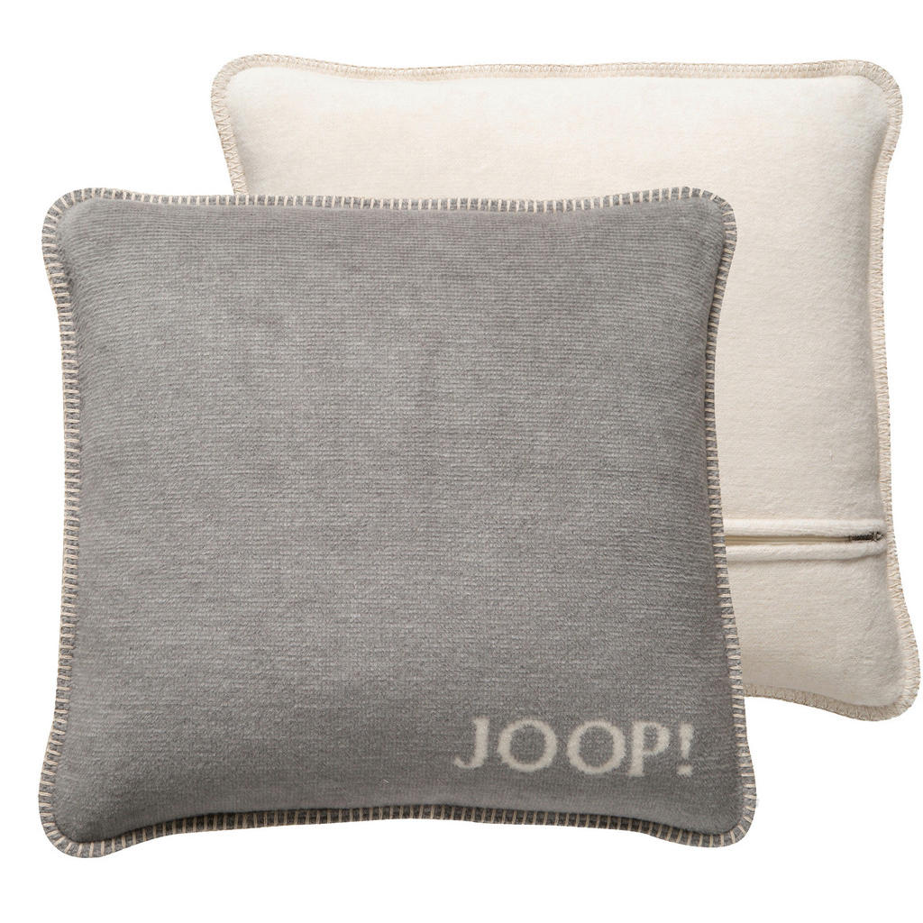 Thumbnail - Joop! Kissenhülle Melange Doubleface, Natur, Silber, Textil, 50x50 cm, Made in Germany, Oeko-Tex® Standard 100, bügelfre...