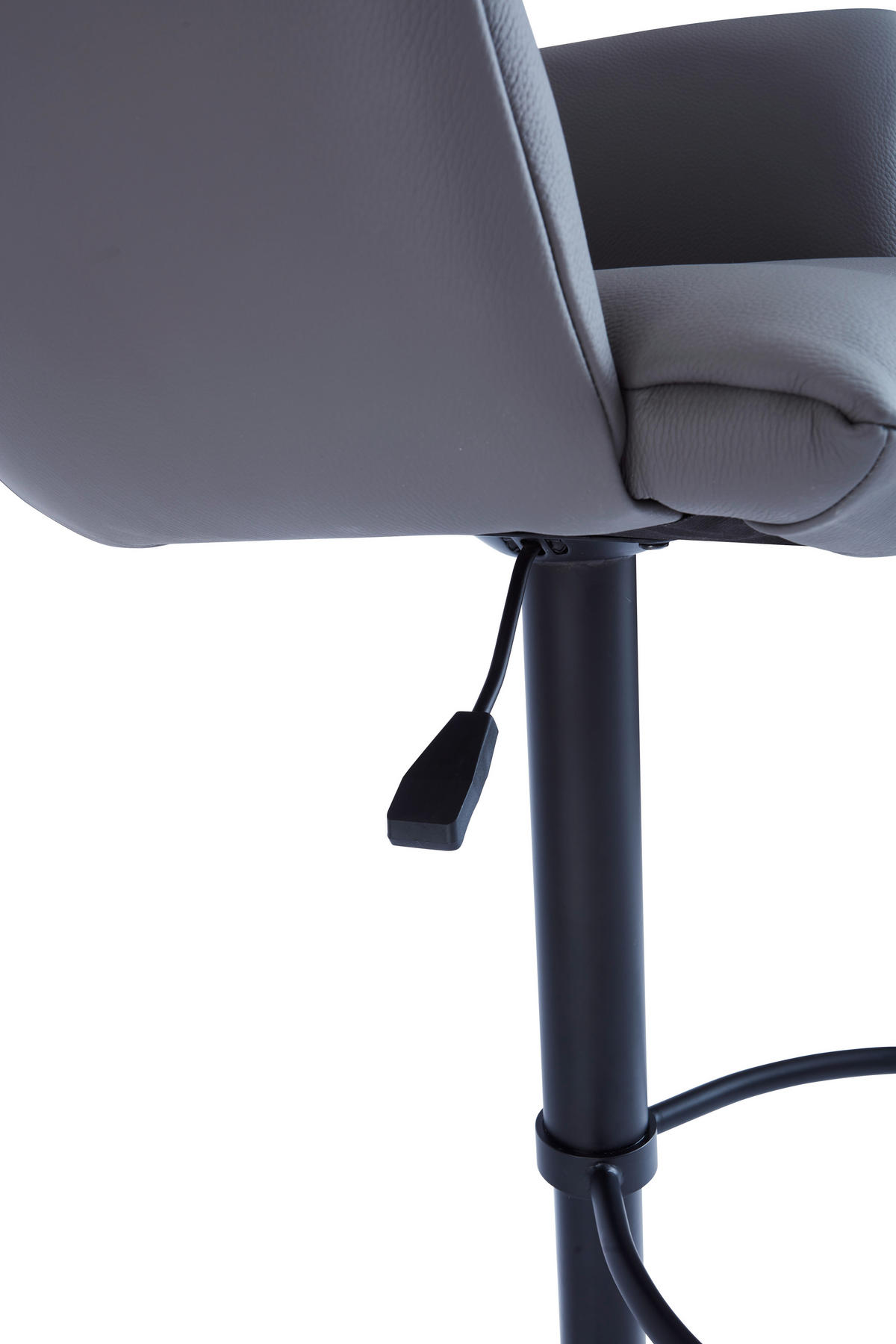 BARHOCKER Echtleder Anthrazit, Schwarz Eisen Lederauswahl, Stoffauswahl, Sitzfläche 360° drehbar, automatische Rückholfunktion  - Anthrazit/Schwarz, Design, Leder/Metall (58/88-112/58cm) - Dieter Knoll