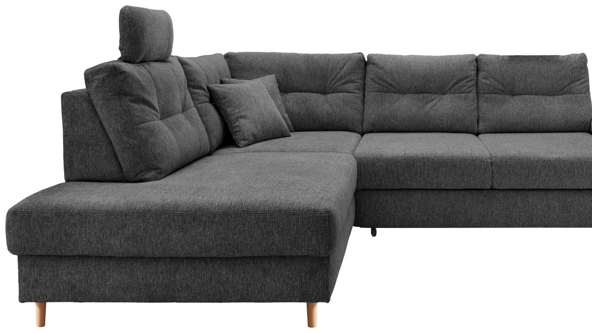 ECKSOFA in Chenille Anthrazit  - Anthrazit/Naturfarben, Modern, Holz/Textil (206/264cm) - Livetastic