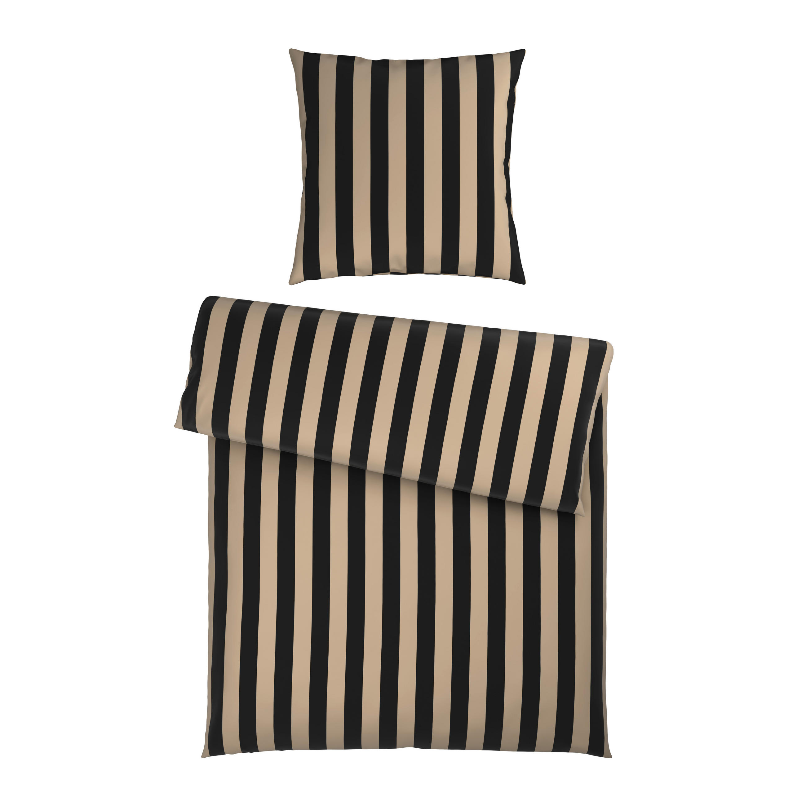 BETTWÄSCHE Satin 155/220 cm  - Taupe/Schwarz, Textil (155/220cm) - Novel