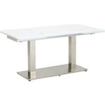 ESSTISCH 160-250/90/76 cm Metall, Glas Weiß, Edelstahlfarben rechteckig  - Edelstahlfarben/Weiß, Design, Glas/Metall (160-250/90/76cm) - Dieter Knoll