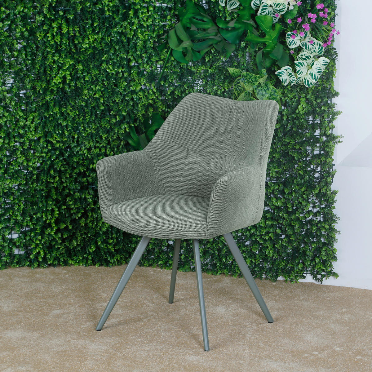 NASLANJAČ, kovina, tekstil zelena  - zelena, Design, kovina/tekstil (58/86/62,5cm) - Carryhome