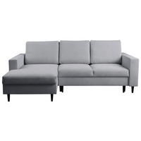 ECKSOFA in Struktur Hellgrau  - Hellgrau/Schwarz, Modern, Holz/Kunststoff (145/230cm) - MID.YOU