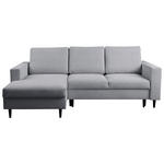 ECKSOFA in Struktur Hellgrau  - Hellgrau/Schwarz, MODERN, Holz/Kunststoff (145/230cm) - Carryhome