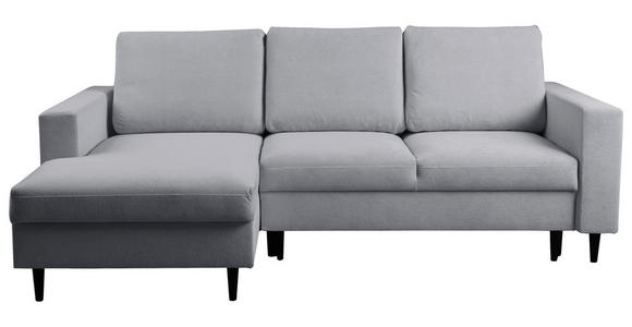 ECKSOFA  in Struktur Hellgrau  - Hellgrau/Schwarz, MODERN, Holz/Kunststoff (145/230cm) - Carryhome