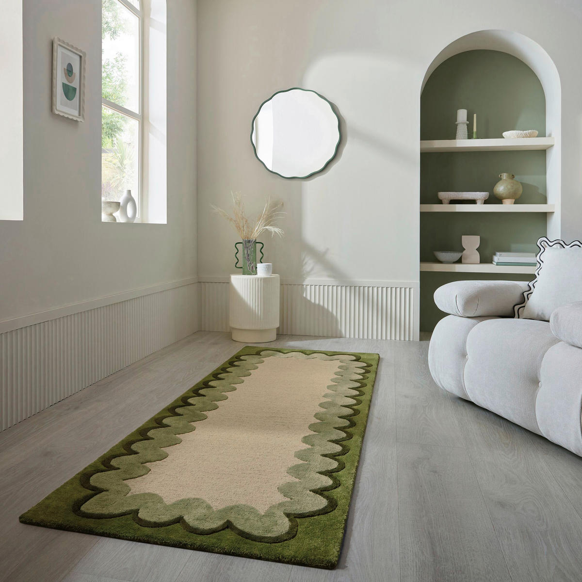 WOLLTEPPICH 80/230 cm Wiggle Grün rechteckig  - Grün, Basics, Textil (80/230cm) - Flair Rugs