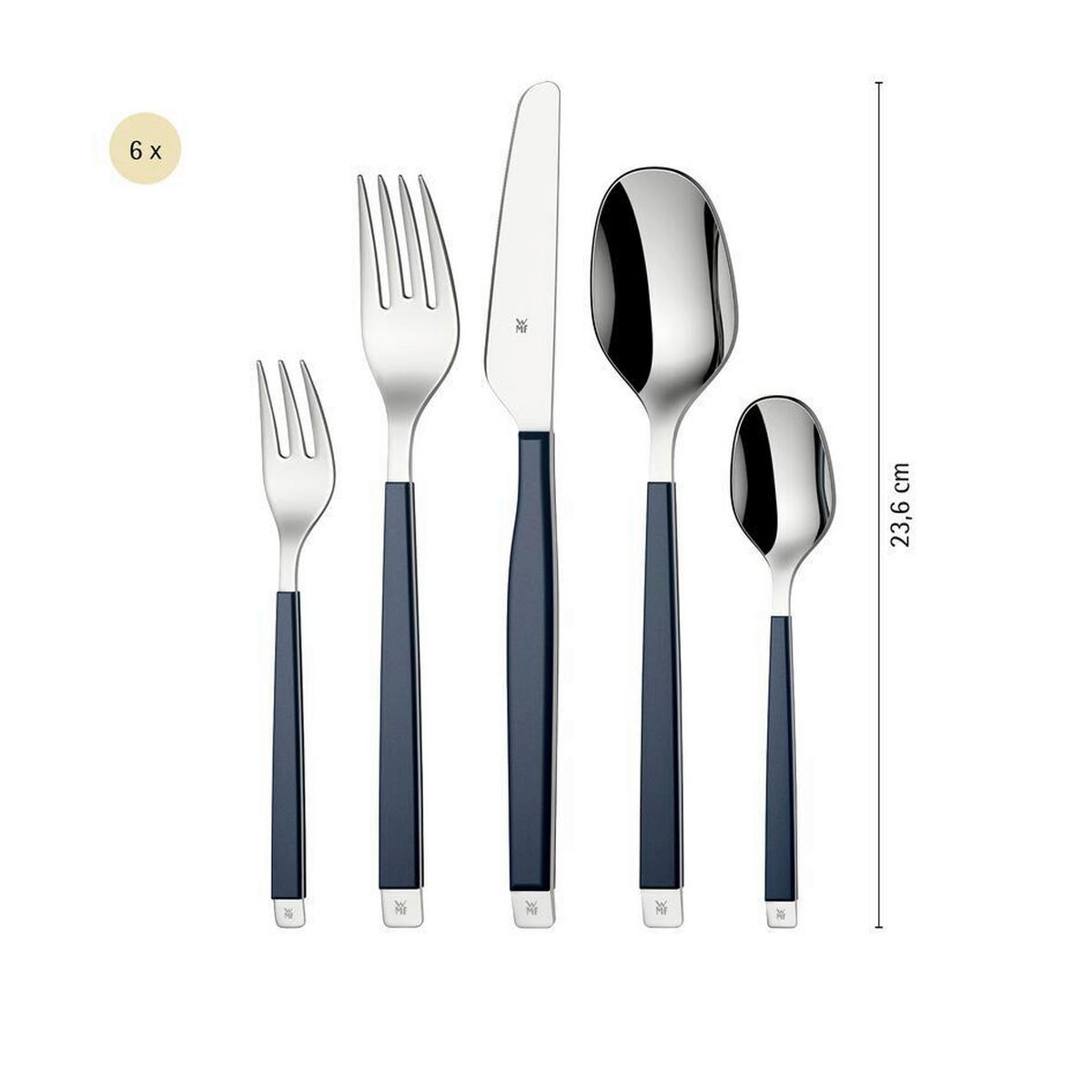 BESTECKSET Emotion 30-teilig Edelstahl  für 6 Personen  - Blau, Basics, Metall (12,5/12,5/25cm) - WMF