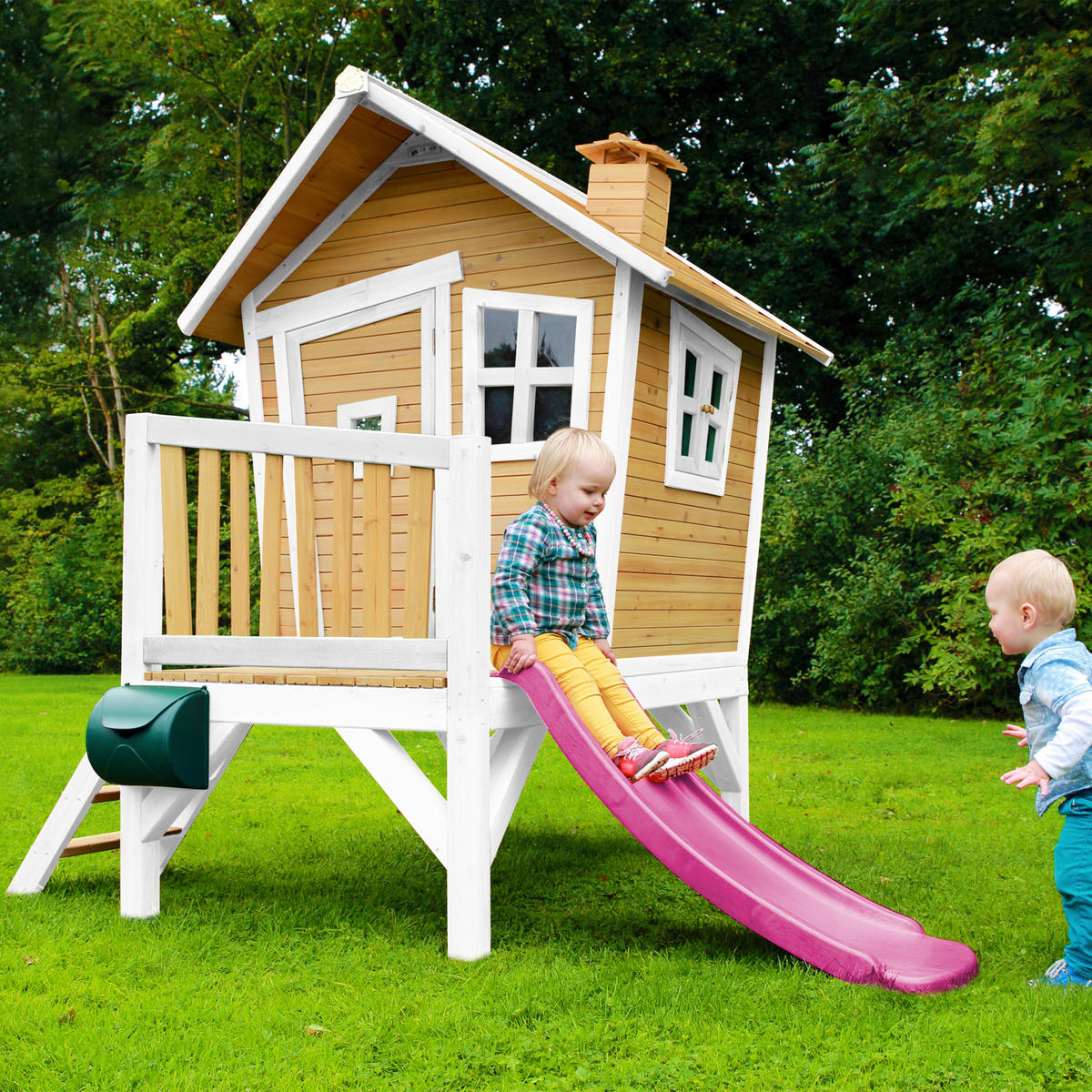 SPIELHAUS 264/203/177 cm  - Weiss/Lila, Konventionell, Holz/Kunststoff (264/203/177cm)