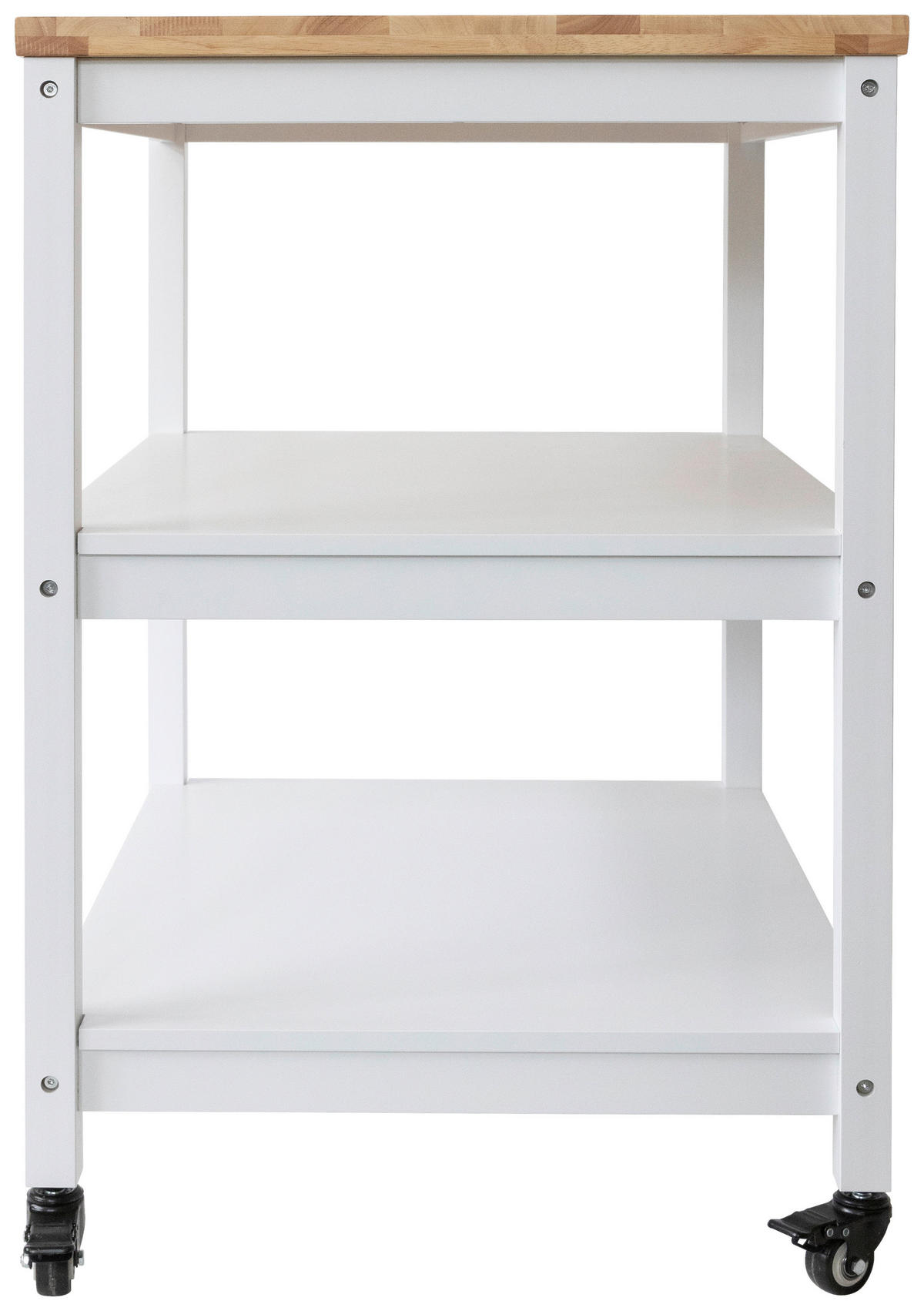 SERVIERWAGEN Kautschukholz vollmassiv Weiß  - Schwarz/Weiß, Basics, Holz/Holzwerkstoff (79/90/60cm) - MID.YOU