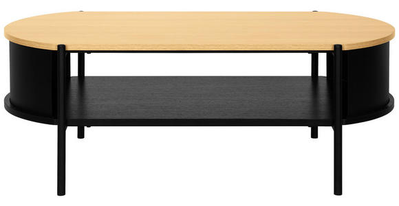 COUCHTISCH 100/54/36,5 cm oval Naturfarben, Schwarz  - Schwarz/Naturfarben, Trend, Holzwerkstoff/Metall (100/54/36,5cm) - Xora
