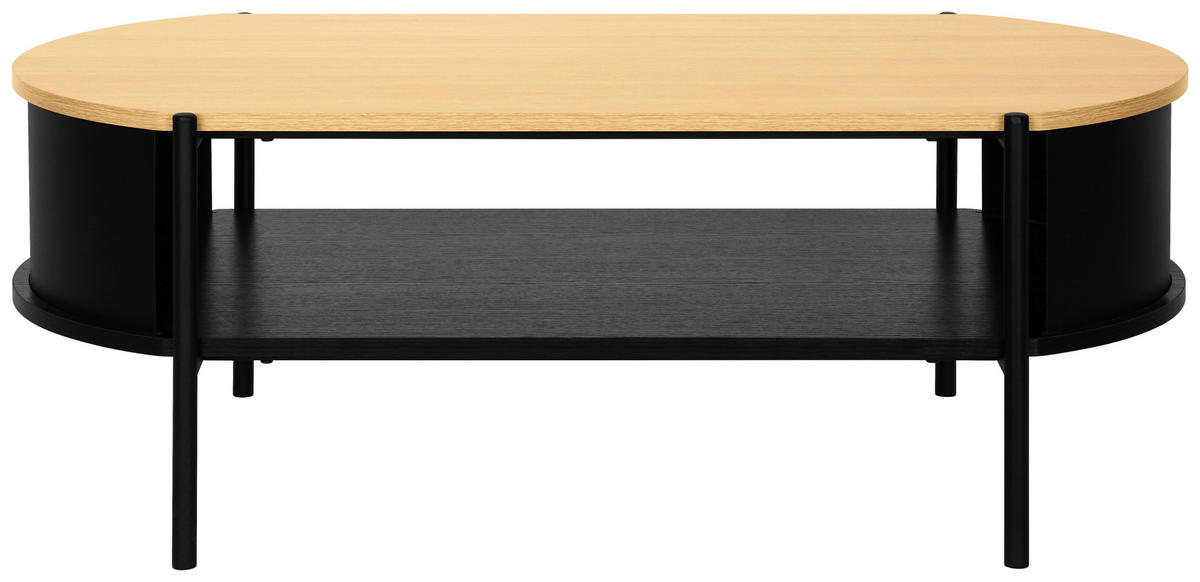 COUCHTISCH 100/54/36,5 cm oval Naturfarben, Schwarz  - Schwarz/Naturfarben, Trend, Holzwerkstoff/Metall (100/54/36,5cm) - Xora
