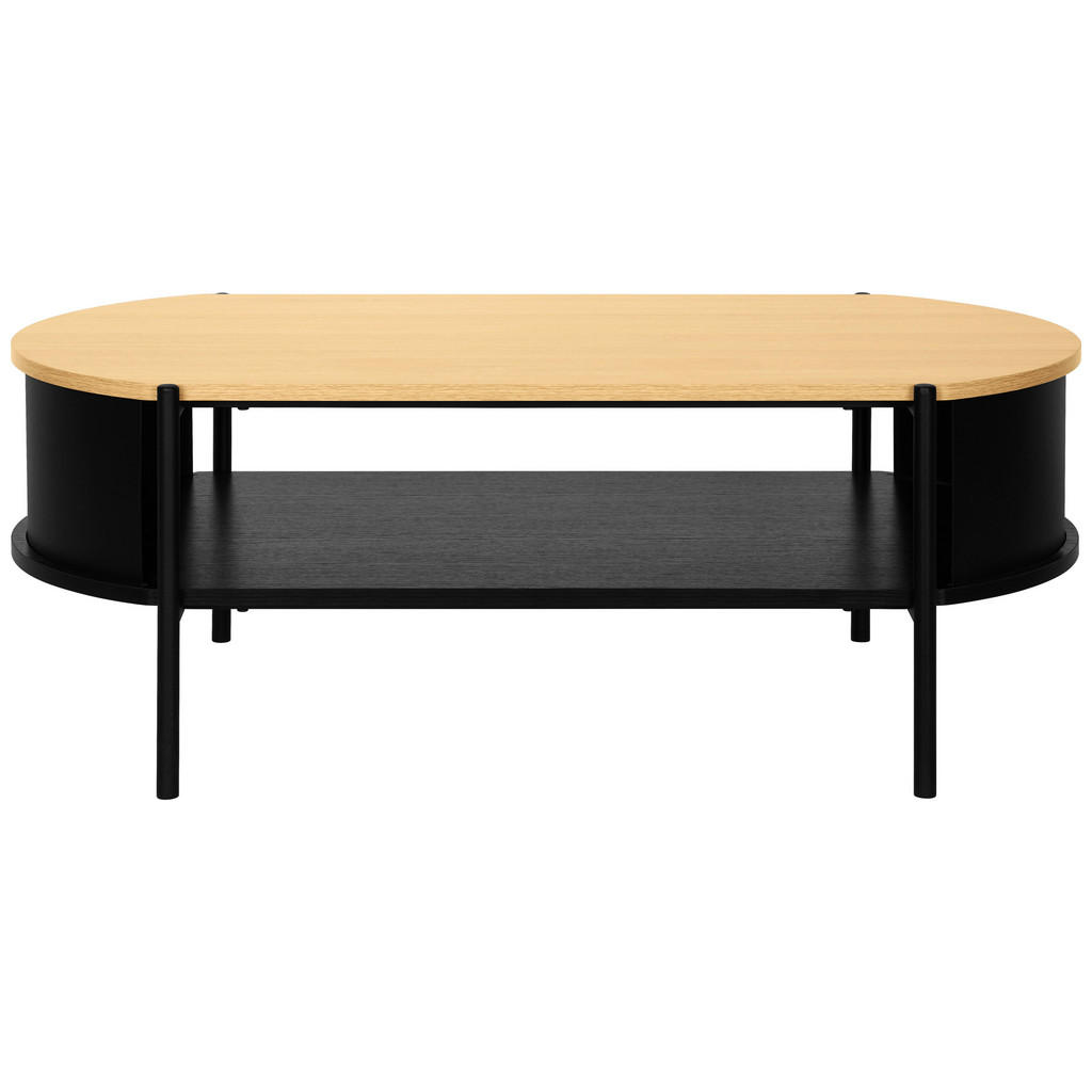 Thumbnail - Xora Couchtisch, Natur, Schwarz, Metall, Holzwerkstoff, oval, Rundrohr, 54x36.5x100 cm, einfacher Aufbau, Wohnzimmer, Wo...