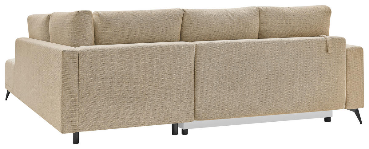 ECKSOFA RAFAEL Hellbraun Struktur Rückenkissen, Bettkasten  - Hellbraun/Schwarz, Design, Textil/Metall (269cm) - P & B