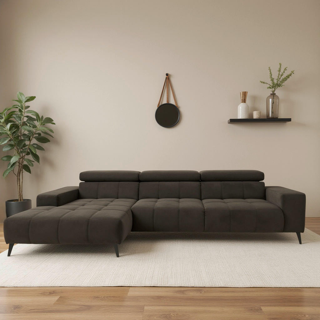 Mid.you Ecksofa Trento Dunkelbraun 287x175 cm