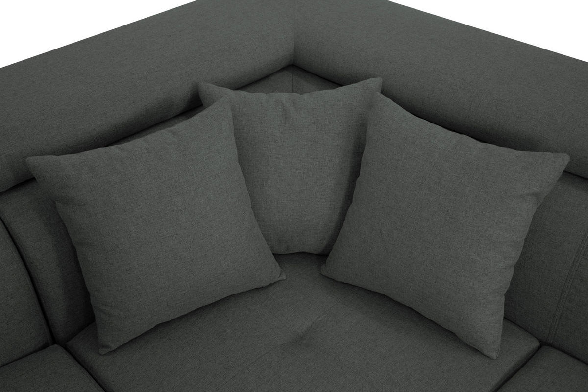 ECKSOFA inkl. Funktionen Grau Webstoff  - Silberfarben/Grau, Design, Textil/Metall (257/226cm) - Xora