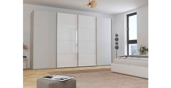 SCHWEBETÜRENSCHRANK 361/223/68 cm 4-türig  - Chromfarben, KONVENTIONELL, Glas/Holzwerkstoff (361/223/68cm) - Novel