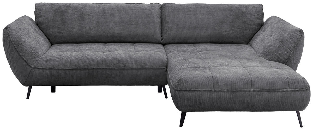 ECKSOFA SAMOA Anthrazit Struktur  - Anthrazit/Schwarz, Design, Textil/Metall (282/187cm) - Livetastic