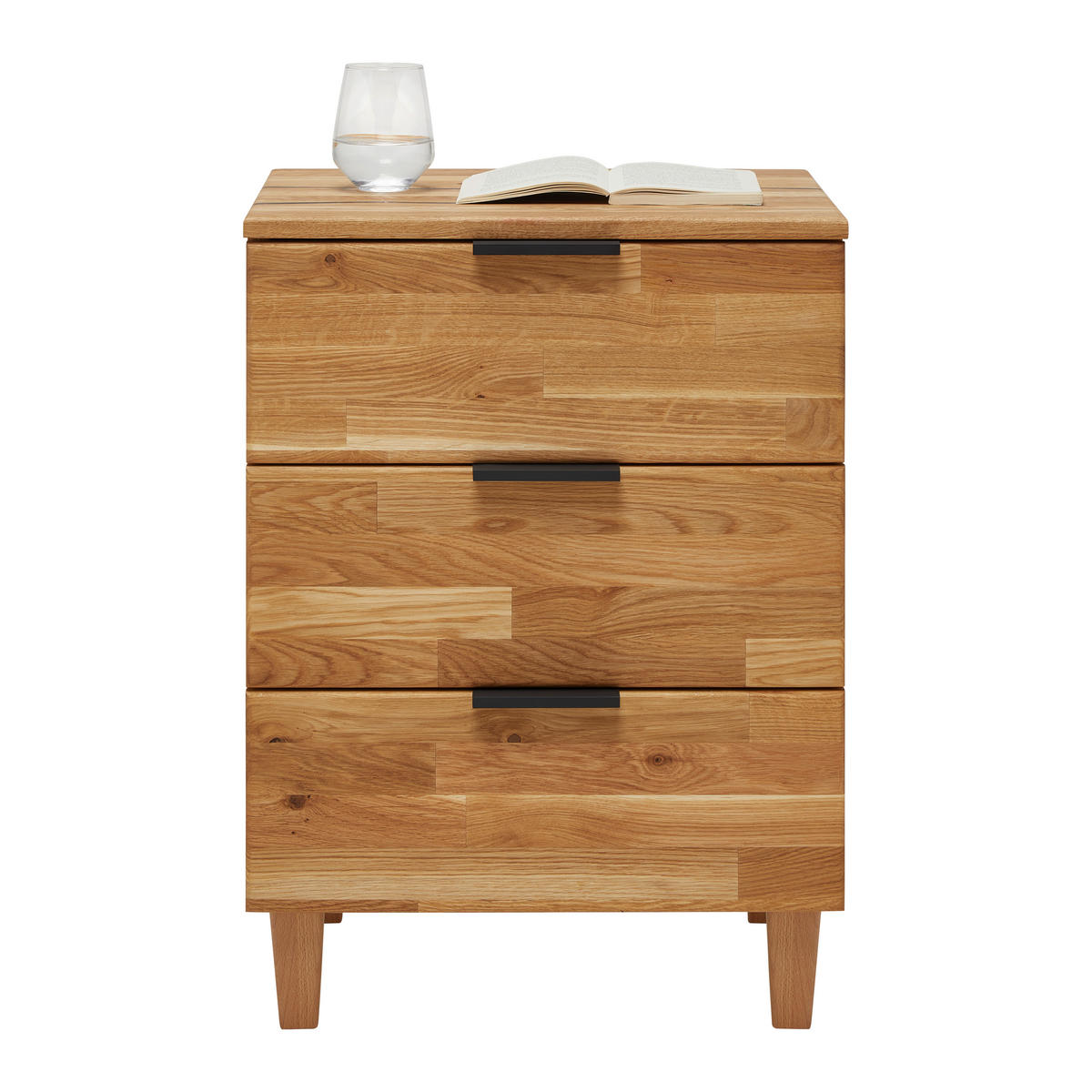 Noptieră, 48/65/40 cm, fag, stejar culoare lemn stejar - culoare lemn stejar/negru, Konventionell, materiale naturale/metal (48/65/40cm) - Valnatura