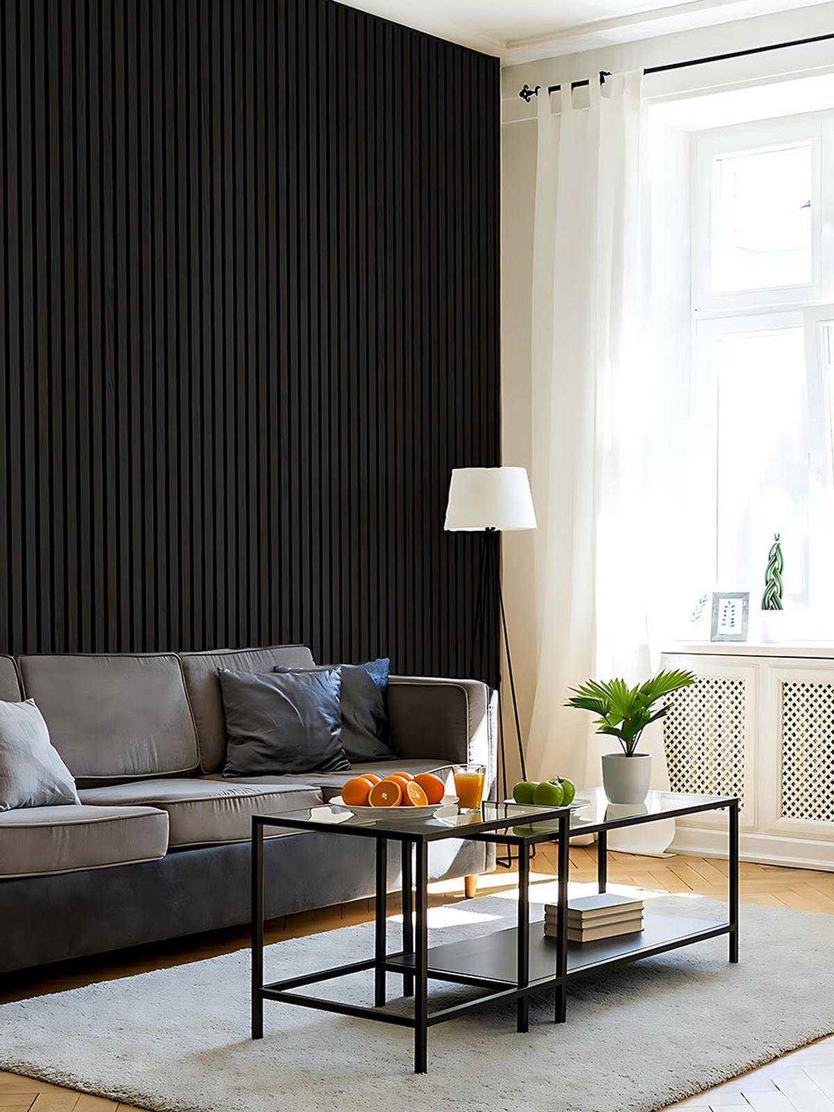 ZIDNI PANEL   - crna, Moderno, drvo