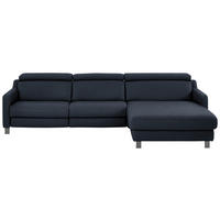 ECKSOFA in Echtleder Dunkelblau  - Schwarz/Dunkelblau, Design, Leder/Metall (291/176cm) - Valdera