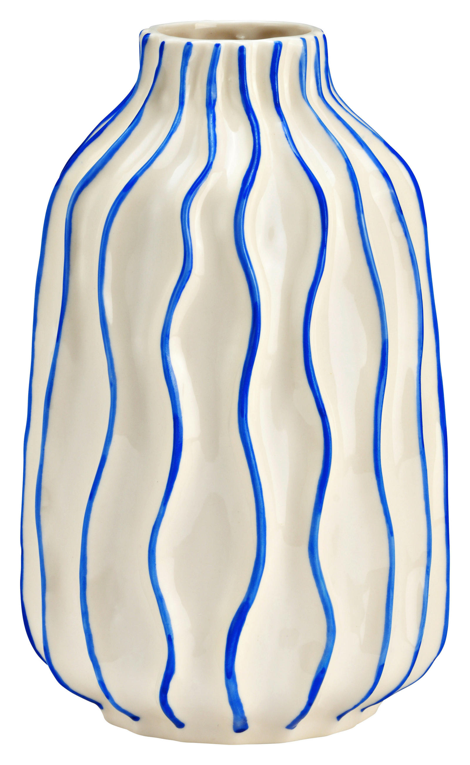 VASE  - Blau/Weiß, Basics, Keramik (13,0/21,0/13,0cm)