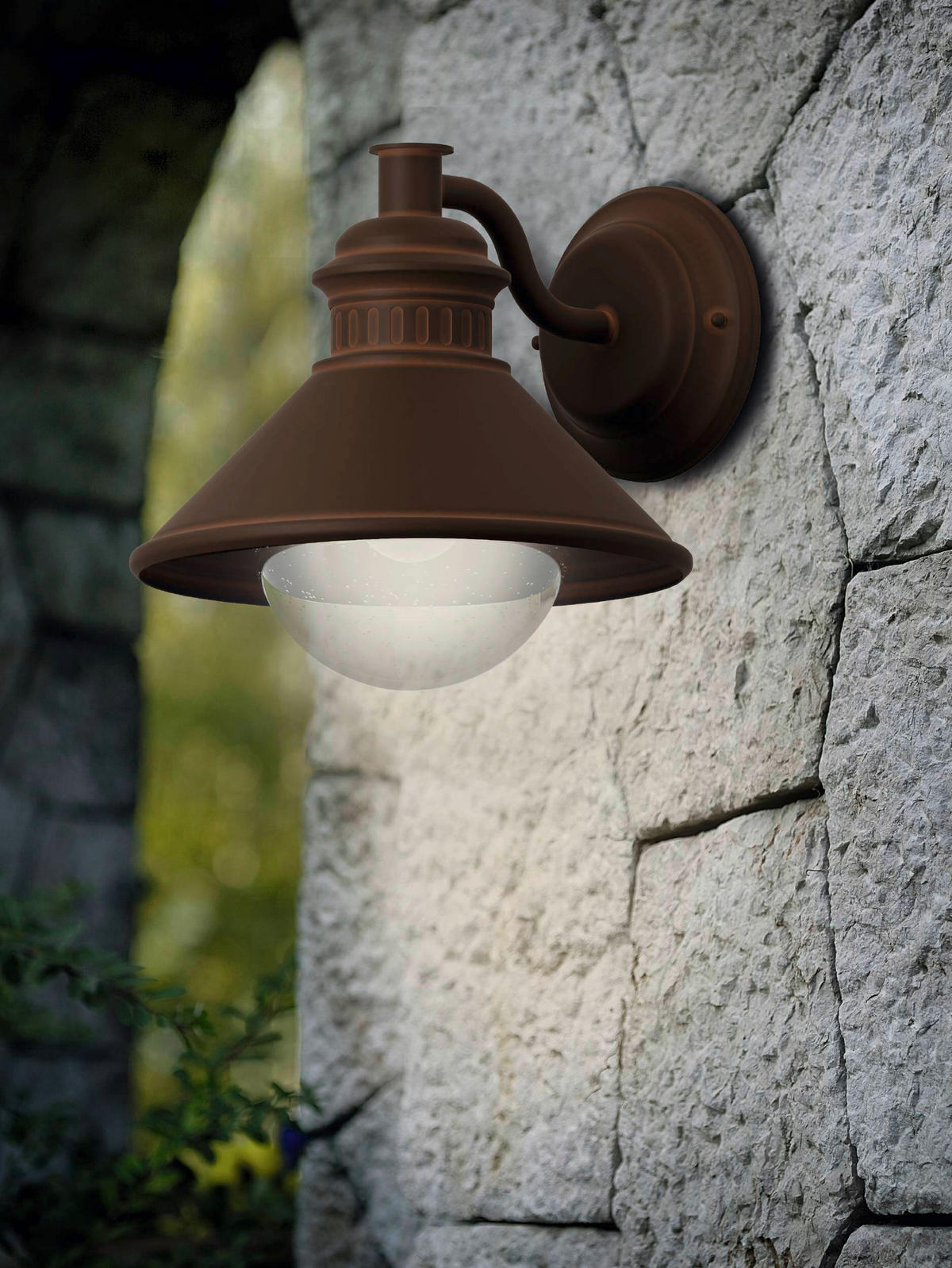 AUSSENWANDLEUCHTE - Klar/Braun, Konventionell, Glas/Metall (26,5/25,5/28cm) - Eglo