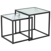 Set De Măsuțe Suprapuse din metal, sticlă,  - negru, Design, sticlă/metal (40/35/40/35/40/35cm) - MID.YOU