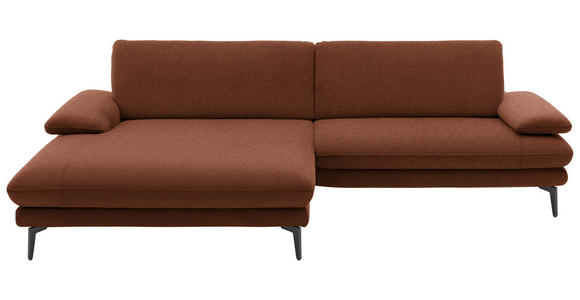 ECKSOFA in Velours Kupferfarben 184/284 cm - Schwarz/Kupferfarben, Design, Textil/Metall (184/284cm) - Dieter Knoll