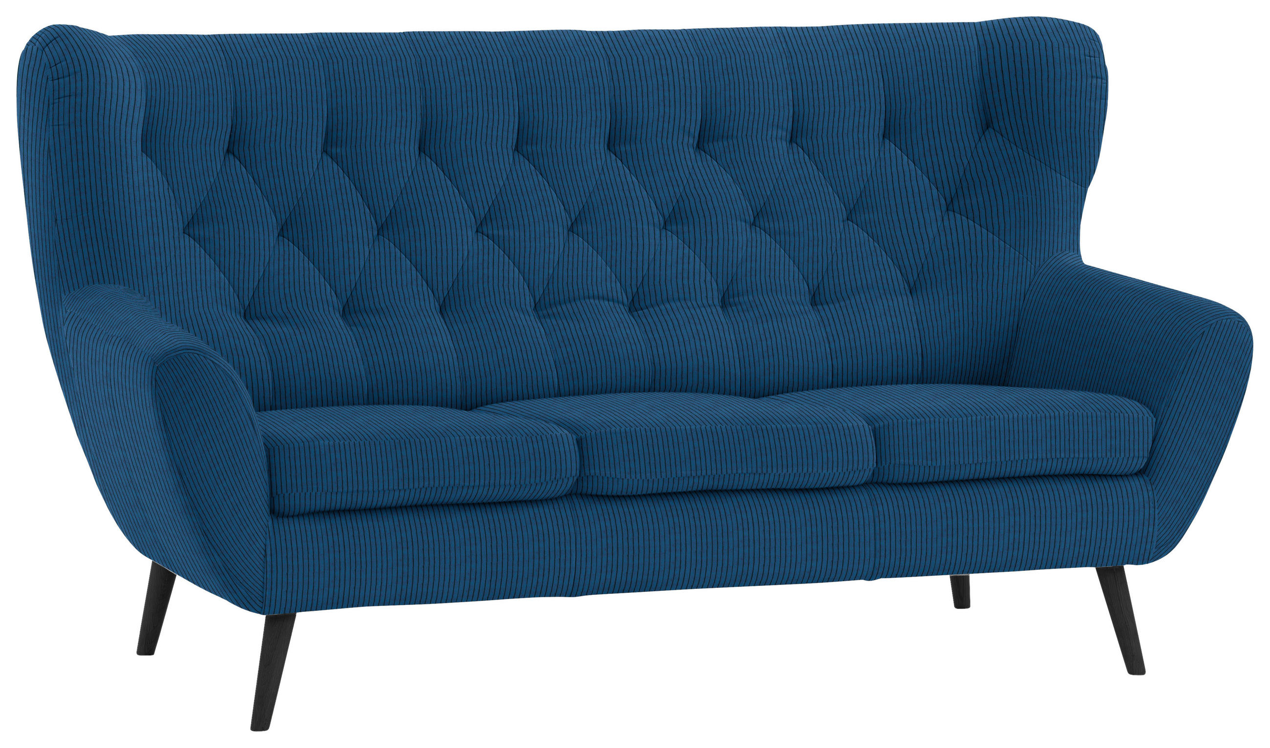 3-SITZER-SOFA Skagen in Cord Blau  - Blau/Schwarz, Design, Holz/Textil (187/101/95cm) - Stylife