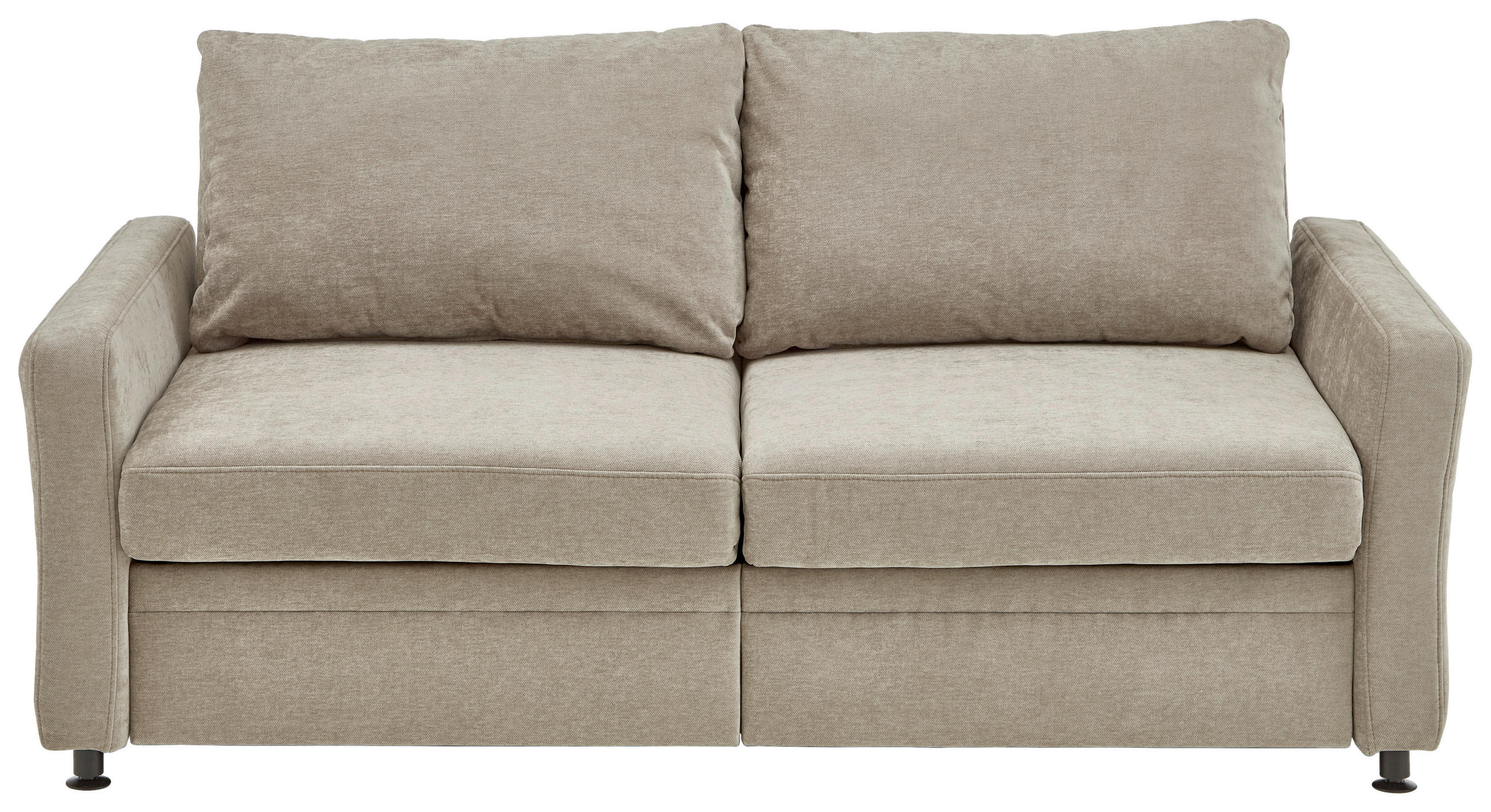 SCHLAFSOFA Chenille Hellbraun  - Hellbraun/Schwarz, KONVENTIONELL, Textil/Metall (186/90/100cm) - Beldomo Style