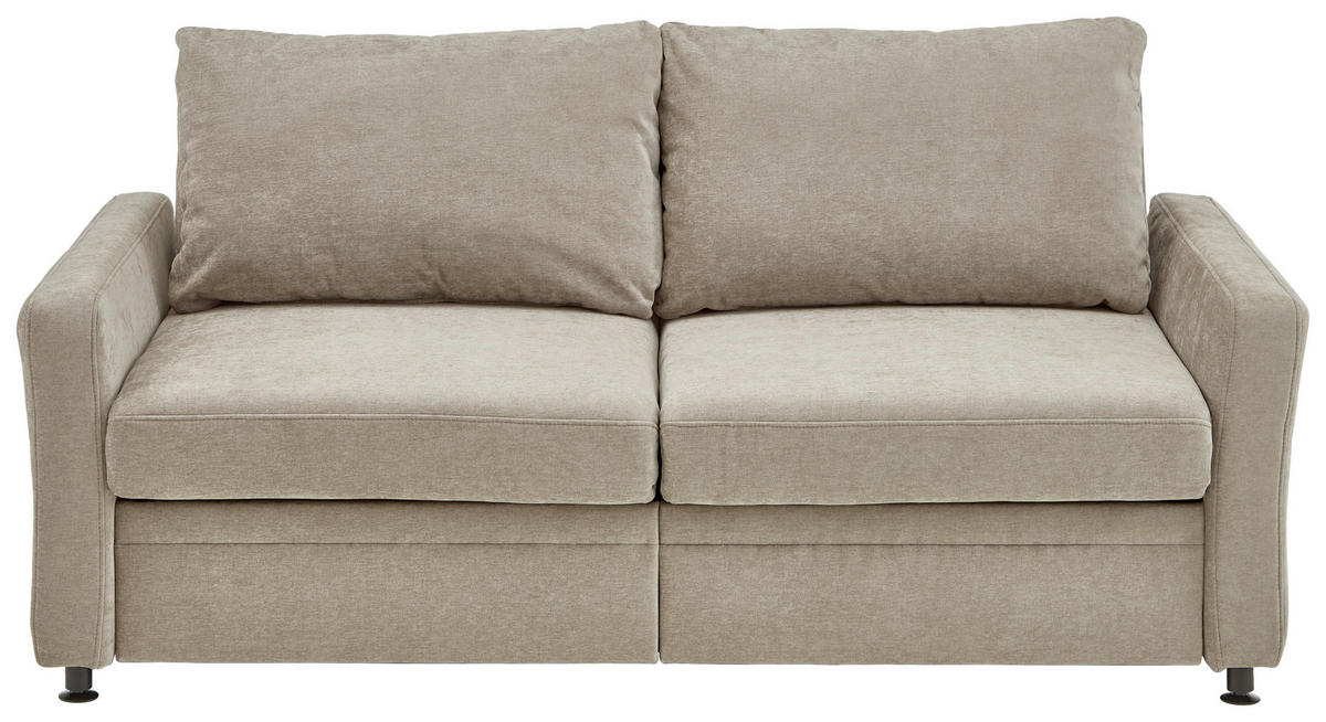 SCHLAFSOFA Chenille Hellbraun  - Hellbraun/Schwarz, KONVENTIONELL, Textil/Metall (186/90/100cm) - Beldomo Style