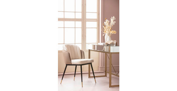 STUHL , , Samt  - Beige/Goldfarben, Design, Textil/Metall (52/81/58cm) - Ambia Home