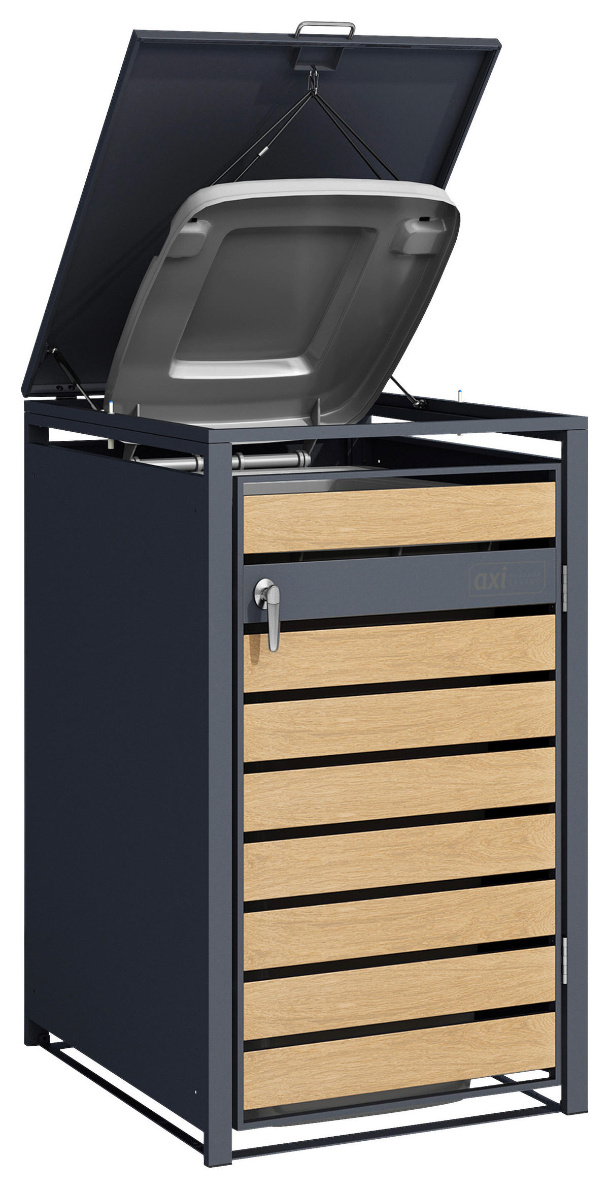 MÜLLTONNENBOX - Anthrazit/Braun, KONVENTIONELL, Metall (68/116/68cm) - Ambia Garden