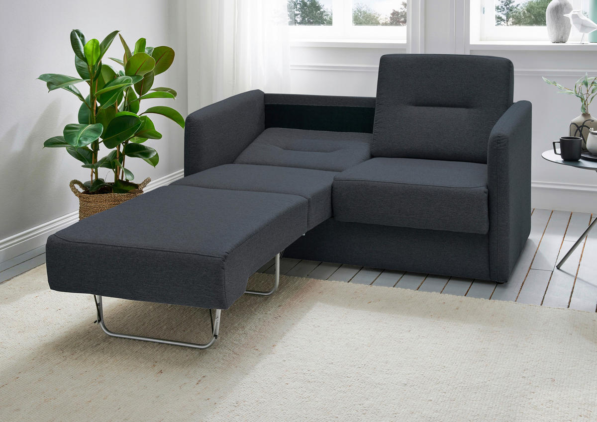 SCHLAFSOFA in Mikrofaser Anthrazit  - Anthrazit/Schwarz, KONVENTIONELL, Kunststoff/Textil (147/89/87cm) - Livetastic