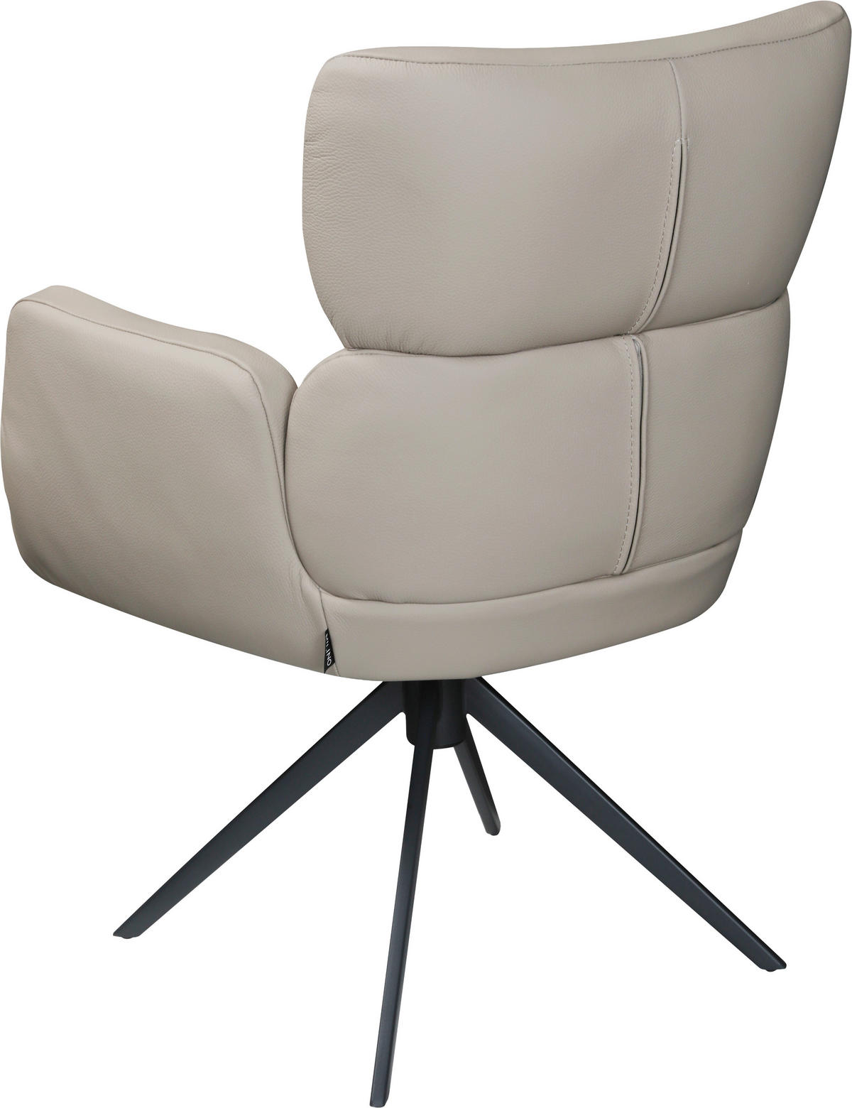 ARMLEHNSTUHL  Lederauswahl, Sitzfläche 360° drehbar, automatische Rückholfunktion  Echtleder  Taupe  - Taupe/Schwarz, Design, Leder/Metall (62,5/86,5/67cm) - Milino