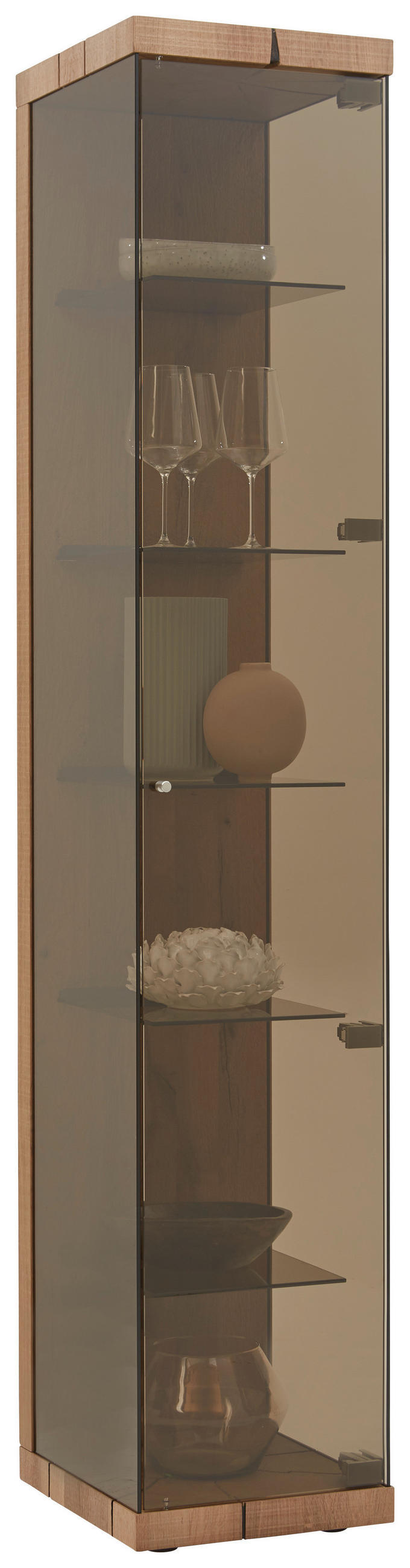 VITRINE Eichefarben  39/207/44 cm  - Edelstahlfarben/Eichefarben, Natur, Glas/Holz (39/207/44cm) - Valnatura