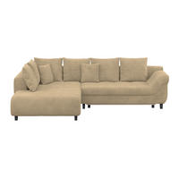 ECKSOFA MENDOZA NEW Beige Chenille, Struktur Zierkissen, Rückenkissen, Bettkasten  - Beige/Schwarz, KONVENTIONELL, Textil (197/309cm) - MID.YOU