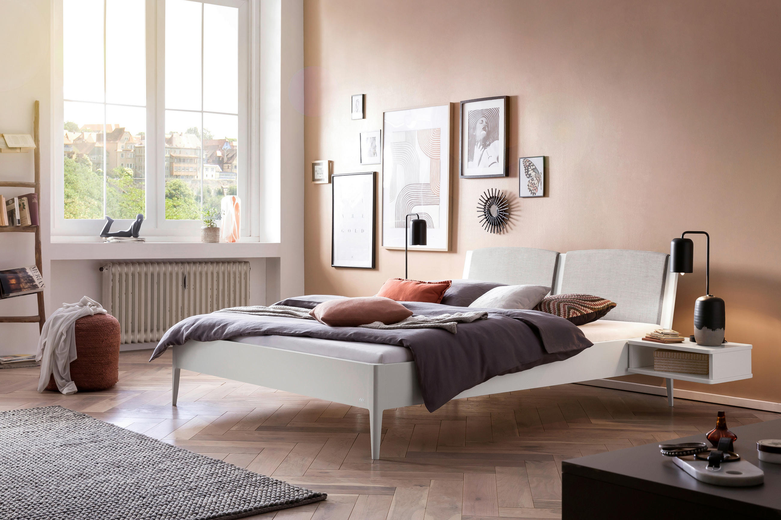 BETT 140/200 cm  in Weiß, Hellgrau  - Hellgrau/Weiß, KONVENTIONELL, Holzwerkstoff/Textil (140/200cm) - Hasena