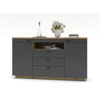 SIDEBOARD  in 175/98/47 cm  - Graphitfarben/Schwarz, Design, Holzwerkstoff/Metall (175/98/47cm) - MID.YOU