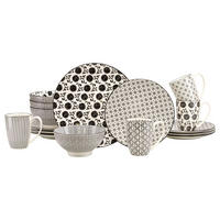 KOMBISERVICE Luna Black Line 16-teilig  - Schwarz/Weiß, Basics, Keramik - Creatable
