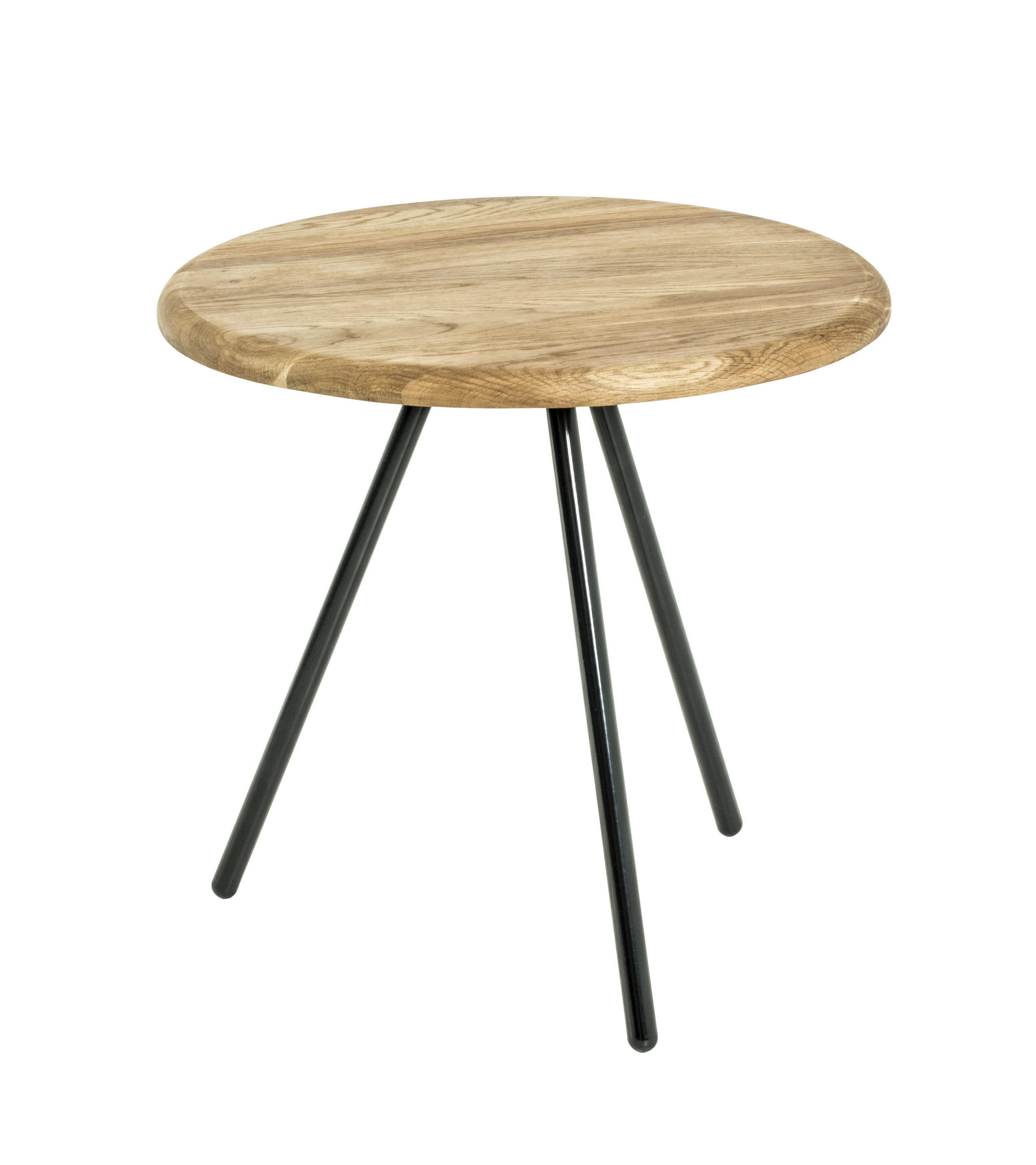 BEISTELLTISCH 40/40/40 cm Eiche massiv Schwarz, Eichefarben rund - Eichefarben/Schwarz, Trend, Holz/Metall (40/40/40cm)