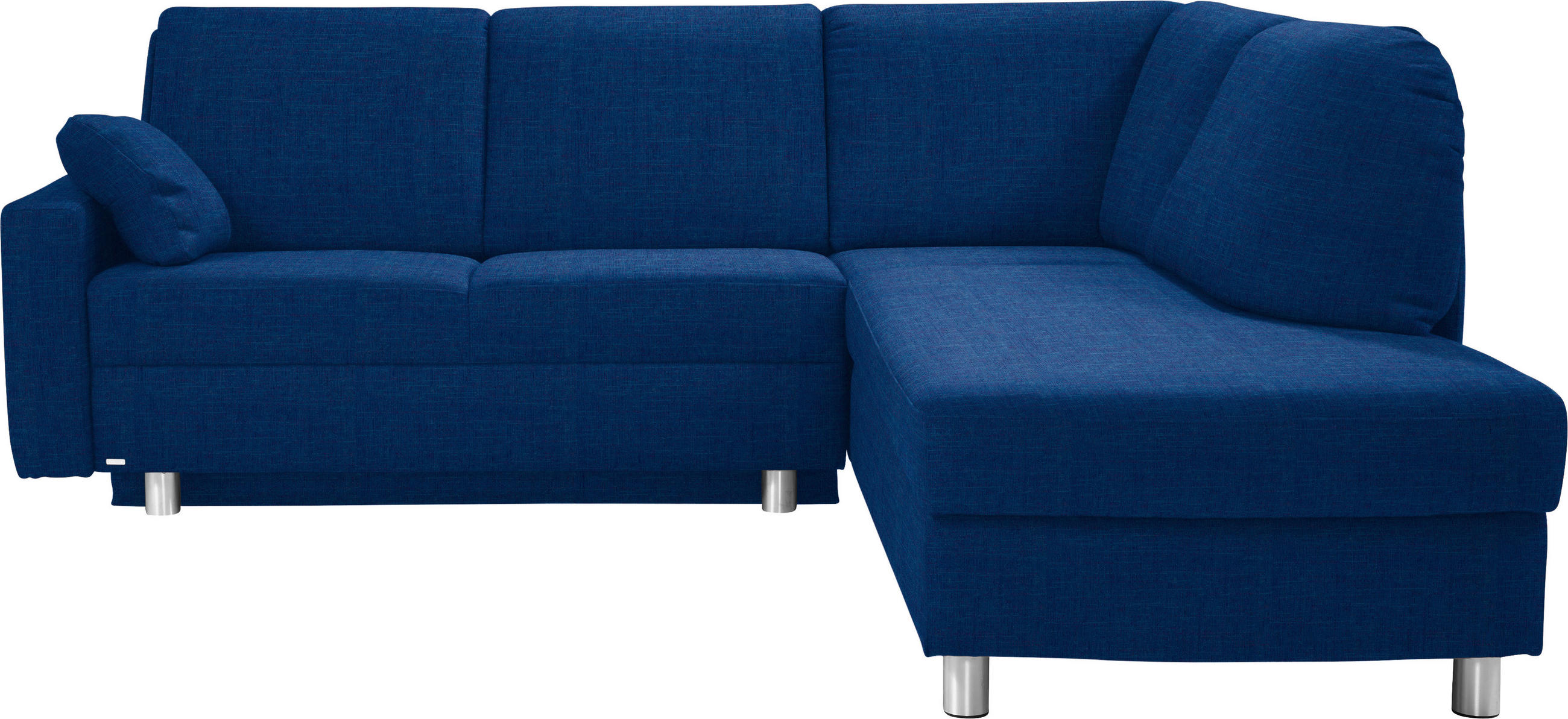 ECKSOFA 227/208 cm  in Chenille Dunkelblau Zierkissen, Armlehnenkissen  227/208 cm  - Alufarben/Dunkelblau, KONVENTIONELL, Textil/Metall (227/208cm) - Sedda