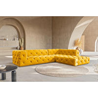 ECKSOFA Fresco in Samt Senfgelb  325/228 cm  - Senfgelb/Schwarz, Design, Kunststoff/Textil (325/228cm) - P & B