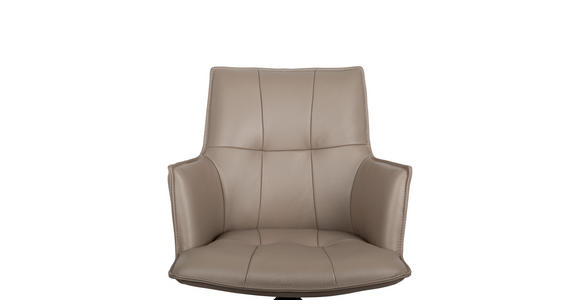 ARMLEHNSTUHL  in Eisen Echtleder pigmentiert  - Taupe/Schwarz, Design, Leder/Metall (60/89,5/63cm) - Novel