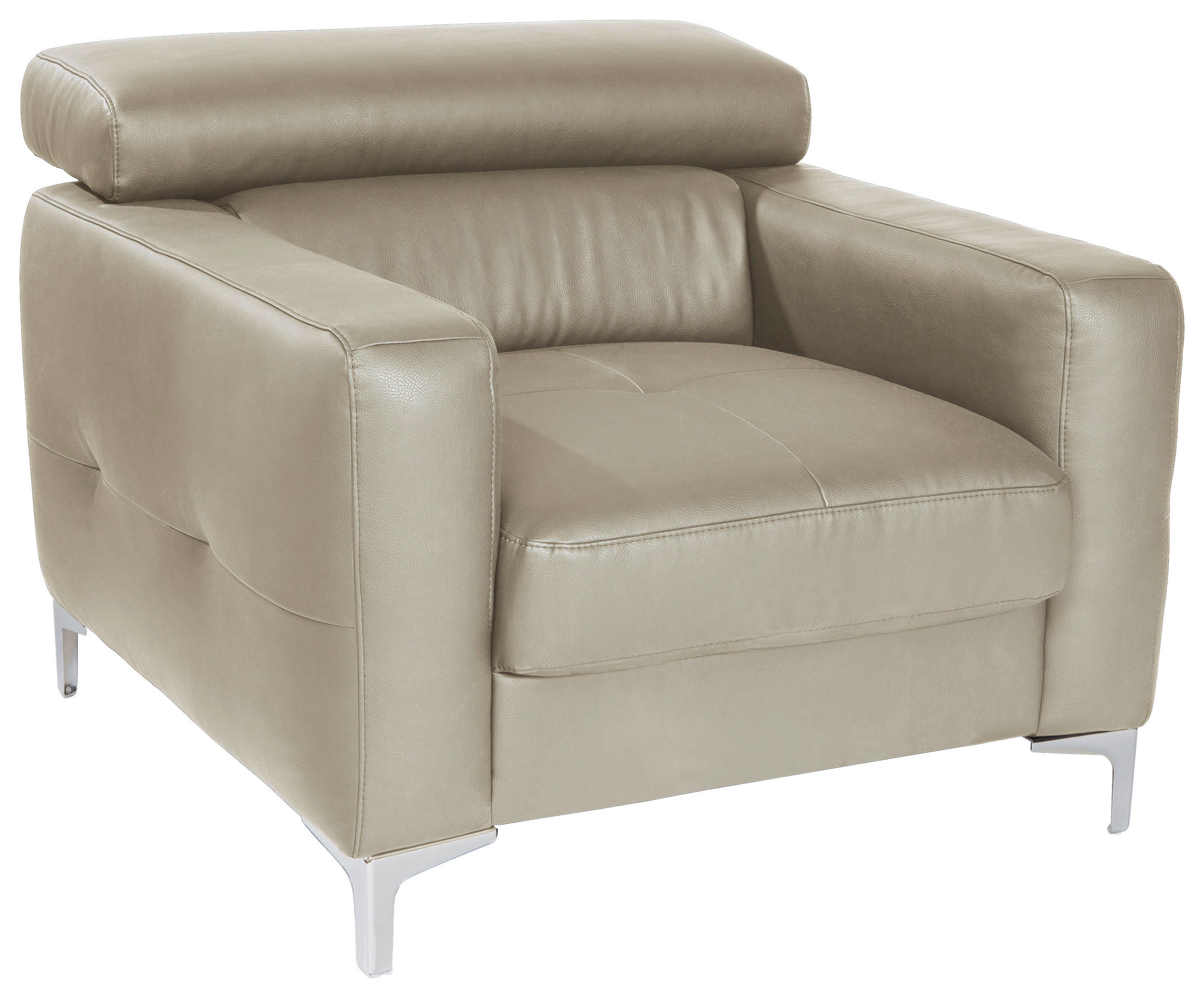 SESSEL in Echtleder Grau - Chromfarben/Grau, Design, Leder/Metall (99/78-92/106cm) - Livetastic