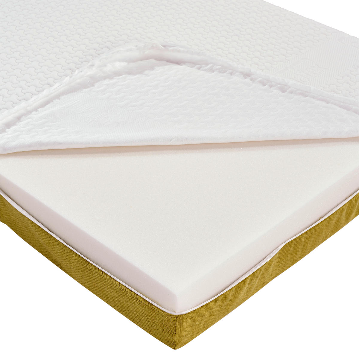 Komfortschaummatratze 90/200 cm, Höhe ca.: 15 cm, H2 = mittel,  - Gelb/Weiß, Textil (90/200cm) - Primatex