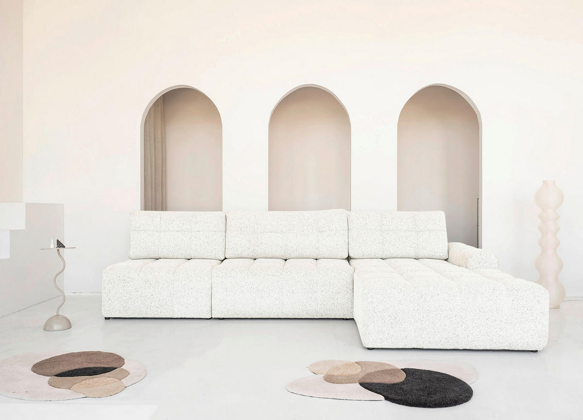 ECKSOFA  in Beige  338/184 cm  - Beige/Schwarz, Design, Textil (338/184cm) - MID.YOU