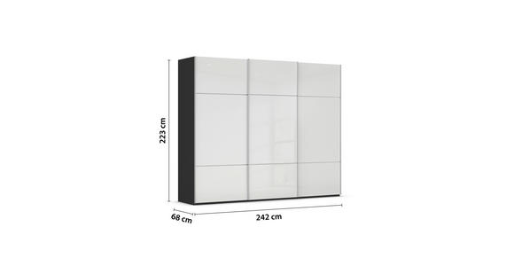 SCHWEBETÜRENSCHRANK in Schwarz, Weiß - Alufarben/Schwarz, KONVENTIONELL, Glas/Holzwerkstoff (242/223/68cm) - Novel