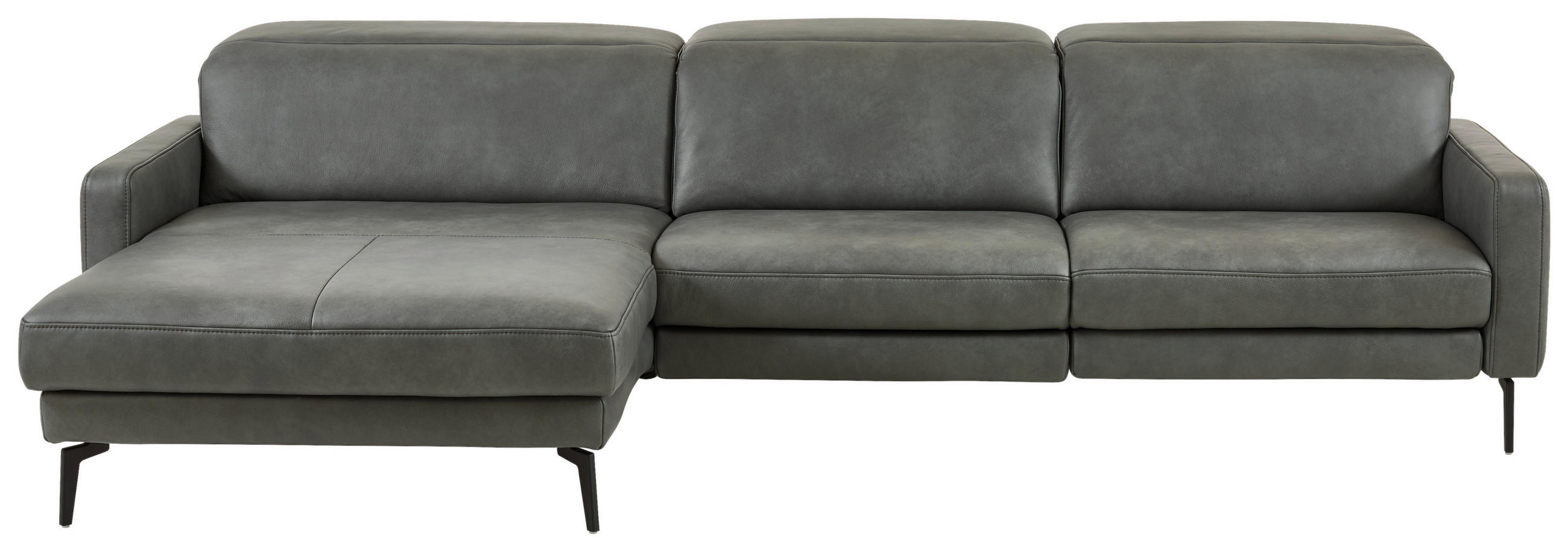 ECKSOFA  in Echtleder Anthrazit  179/323 cm  - Anthrazit/Schwarz, Design, Leder/Metall (179/323cm) - Dieter Knoll